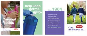 Thermos Brand's covered flip lids help keep germs away.