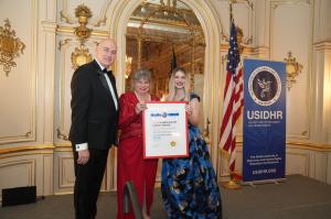 Human Rights Legacy honoree US Army veteran Judith Dubose receiving the award