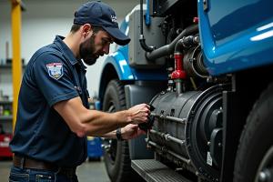 Diesel Mechanic Repairing Truck