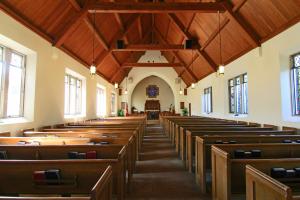 A chapel of windows bringing light inside.