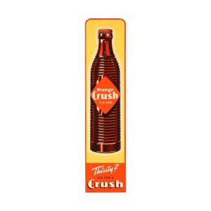 Canadian 1936 Orange Crush (“Thirsty? Ask For a Crush”) single-sided tin soda advertising sign, 8 ¼ inches by 35 ¼ inches and graded 8.75, with strong color and gloss (CA$10,620).