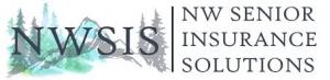 Logo for NW Senior Insurance Solutions (NWSIS) featuring the acronym ‘NWSIS’ in large serif font with a background of watercolor-style pine trees and mountains, accompanied by the full name ‘NW Senior Insurance Solutions’ in a clean, professional font to