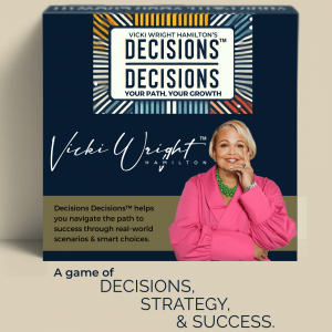 Mockup of Decisions, Decisions: Your Path, Your Growth board game, showcasing leadership and strategy gameplay designed for leaders and teams.