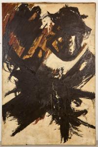 Large oil on canvas abstract painting by Edward Clark (American, 1926-2019), an early African American pioneer of abstract painting in the post-war era, 72 inches by 48 inches (est. $75,000-$150,000).