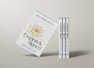  “Exquisitely Aligned: A Pocket Guide to Your Magnificent Future” stacked books