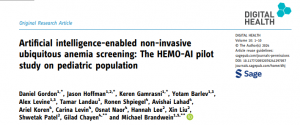 Publication of Artificial Intelligence Anemia Detection Algorithm