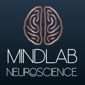 Logo in Blue and rose gold of a brain with the name MINDLAB NEUROSCIENCE personal and professional life coaching