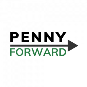 Penny Forward logo featuring an arrow pointing to the right, symbolizing progress and direction