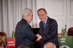 H.E. Ban Ki-moon and Dr. Heinz Fischer at the International Forum on Education and Climate, Salzburg. Photograph: BKMC/Christian Streili