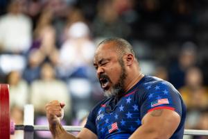 U.S. Para Powerlifting athlete Bobby Body competing at an event.