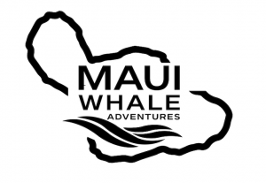 "Maui Whale Adventures logo featuring a stylized humpback whale and ocean waves, representing marine conservation and eco-friendly whale-watching tours."