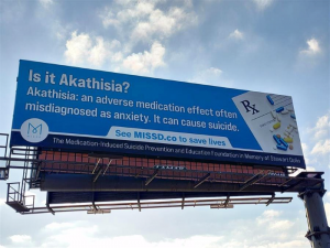 New billboards near renowned medical clinics and emergency rooms in Northeast Ohio spotlight akathisia.