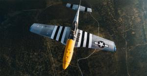 Looking down on aircraft Scale Wings SW-51  flying over Texas.