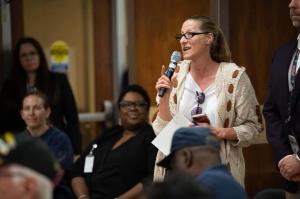 Veteran Voices For Fibromyalgia, Kristal Kent, speaking to VA Secretary McDonnell regarding the systemic technical issues interfering with delivery of the Veterans Affairs telehealth medical appointments