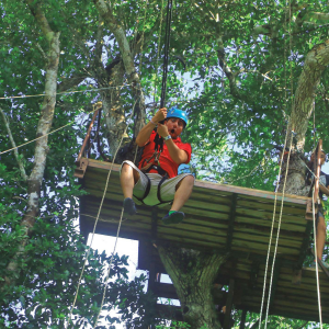 man in a bungee swing at selvatica