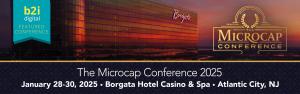 The Microcap Conference 2025 logo with a view of the Borgata Hotel at sunset in Atlantic City, NJ.