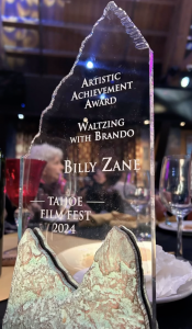 Billy Zane receiving the Artistic Achievement Award for his newest film, "Waltzing with Brando" at the Tahoe Film Festival