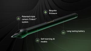 Image shows Nuwa Pen, which features a patented triple camera Trident system, bespoke firmware, self-learning AI models and long lasting battery