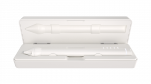 Image shows Nuwa Pen,  the smart ballpoint pen that digitizes every stroke a user writes on any piece of paper, in color white