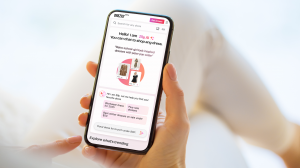 Person holding a smartphone displaying the Drezily beta interface. The screen features Zily AI, a conversational shopping assistant, showcasing dress recommendations and offering personalized search options for women's dresses