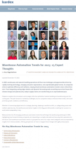 Kardex Releases 25 Expert Thoughts on Warehouse Automation Trends for 2025