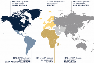 Map shows where IADA dealers resell preowned business aircraft globally.