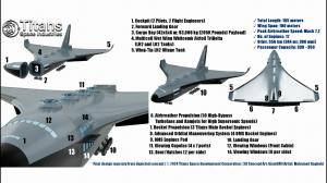 This image shows details of the design and engineering  of the Titans Spaceplane.