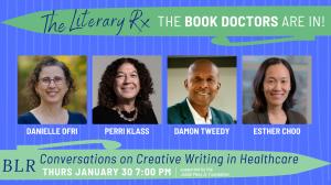 Graphic for free online event titled "The Book Doctors Are In," featuring 4 photos of panelists and details about the event