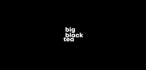 Big Black Tea logo with minimalist white text on a black background.