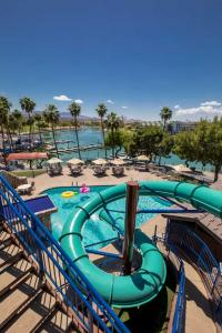 Resort style pool with waterslide