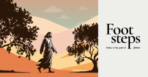 An image of Jesus walking in the Holy Land.