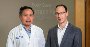 South Sound Gamma Knife Medical Director Dr. Herbert Wang (left) stands next to Dr. Alon Orlev (right).