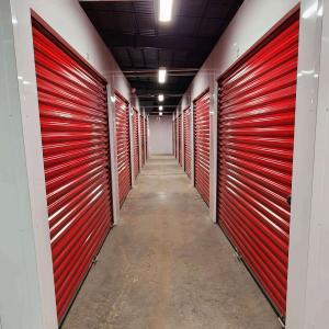 Interior view of the climate-controlled storage building at Citizen Storage in St. Helen, MI, featuring clean, secure, and modern storage units.