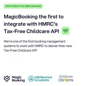 Image of HMRC logo and MagicBooking logo with text announcing partnership