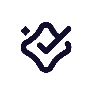 A dark blue diamon shaped symbol, acting as MagicBooking's logo