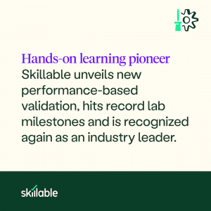 Thumbnail image of Skillable's headline announcing its product features and latest award wins.