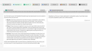 Backplain response comparison GPT-4o vs. DeepSeek