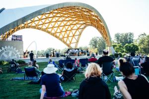 Audience watching RiverCity Rock Star Academy students perform live at the Gerry Frank Amphitheater, showcasing RiverCity’s role in Salem’s music scene.