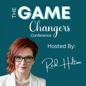 teal bckground headshot of host red hilton for the game changers conference