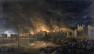 JPEG image of painting depicting the Great London Fire