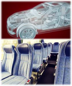 This picture of automotive upholstery and also airplane seat assembly required the strength and flexibility of theHeated activated water based polyurethane adhesives made by Coral Industries and valued for its strength and flexibility of  the polyurethane