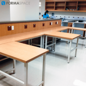 custom L-shape modular lab benches