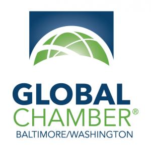 a half circle resembling a globe with texts Global Chamber Baltimore/Washington Region underneath