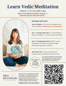 Vedic Meditation Expert Meg Reynolds to Lead 4-Day Course in Colorado