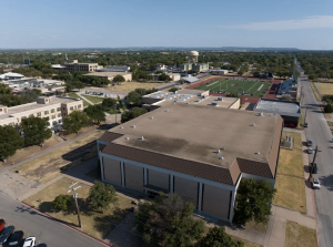 Overview of Kimbrell Arena with Wilford Moore Stadium in the Background