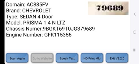 Shows the information decoded from an HD SmartCode.  Contains vehicle information, such as make and model.