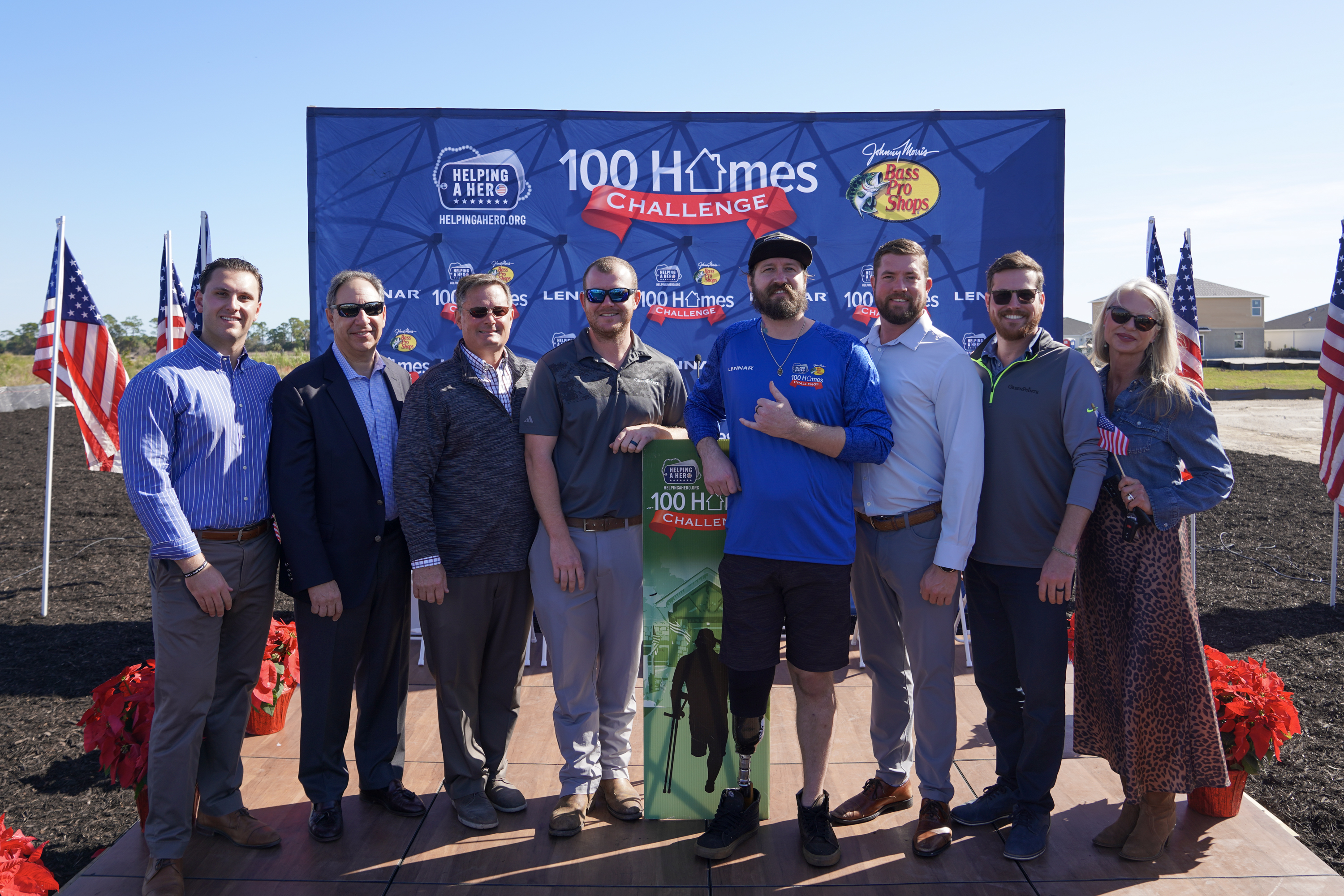 Army Cpl. Thomas Counihan Standing with GreenPointe Developers