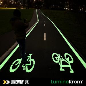 Glow-in-the-dark line marking paint at Everton Park