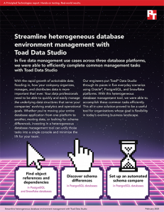 Streamline heterogeneous database environment management with Toad Data Studio