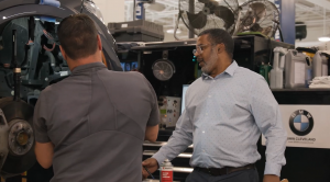 BMW Cleveland Assistant Service Manager conferring with a BMW-trained technician on a repair.